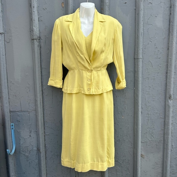 Jonelle 1950's Yellow Dress & jacket set, size vintage "12" (modern 6), - Picture 1 of 16